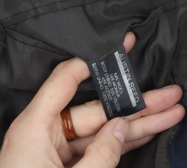 Austin Reed Men's Blue Wool Blazer 40L Notch Lapel