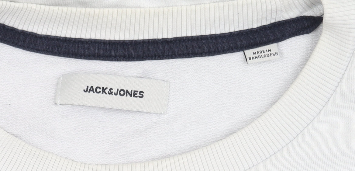Jack & Jones Men's White Graphic Pullover Sweatshirt M