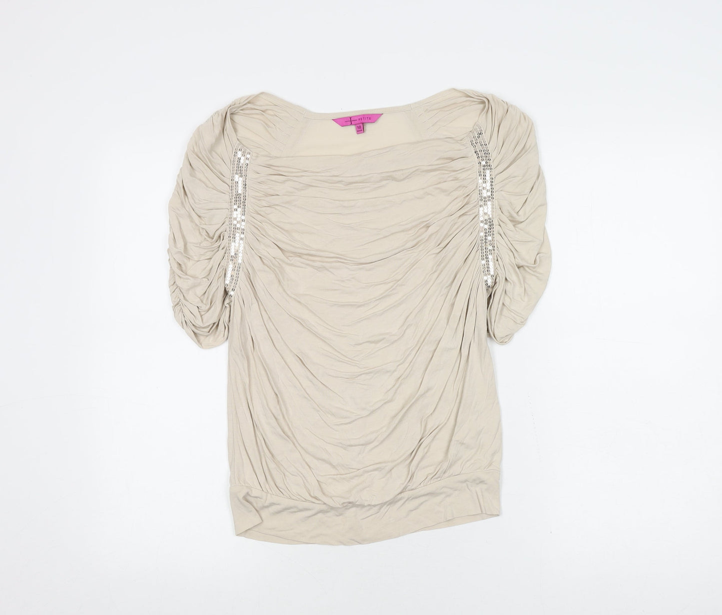 Jasper Conran Women's Beige Sequin Blouse Size 10 Petites