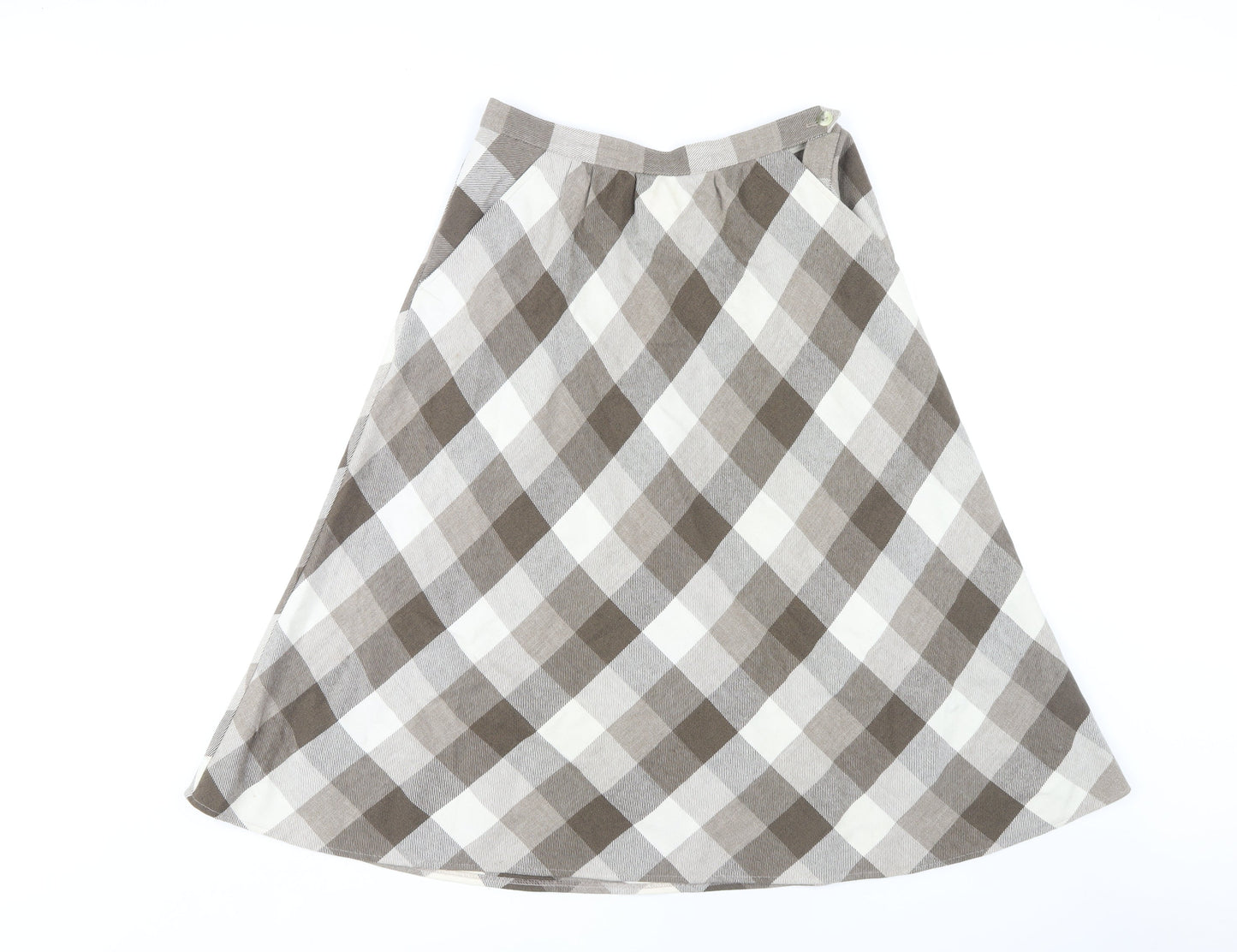 St Michael Women's Brown A-Line Check Skirt, Size 14