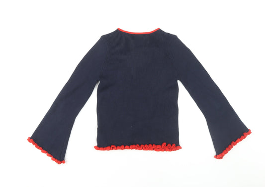 Marks and Spencer Girls Navy Jumper 10-11 Yrs Cotton Festive
