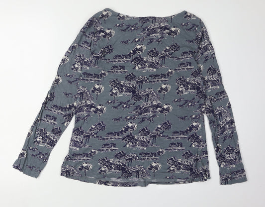 White Stuff Women's Long Sleeve Cotton Top Size 12 Horses