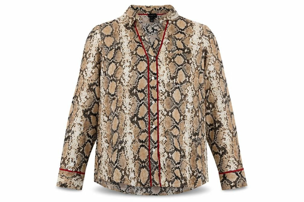 River Island Women Beige Animal Print Button-Up Shirt