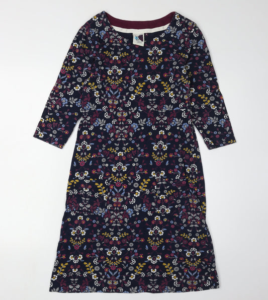 Weird Fish Women's Multicoloured Floral Jersey Dress Size 8