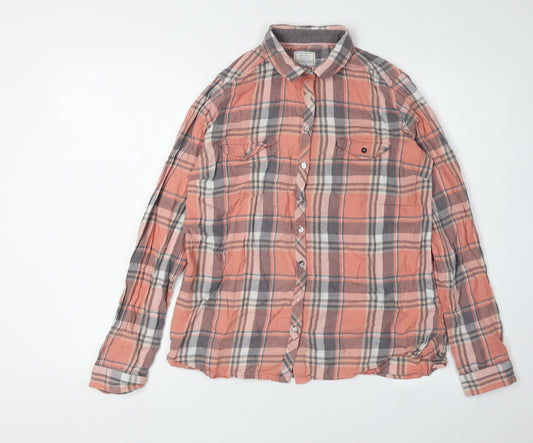 Fat Face Women's Pink Plaid Button-Up Shirt Size 12