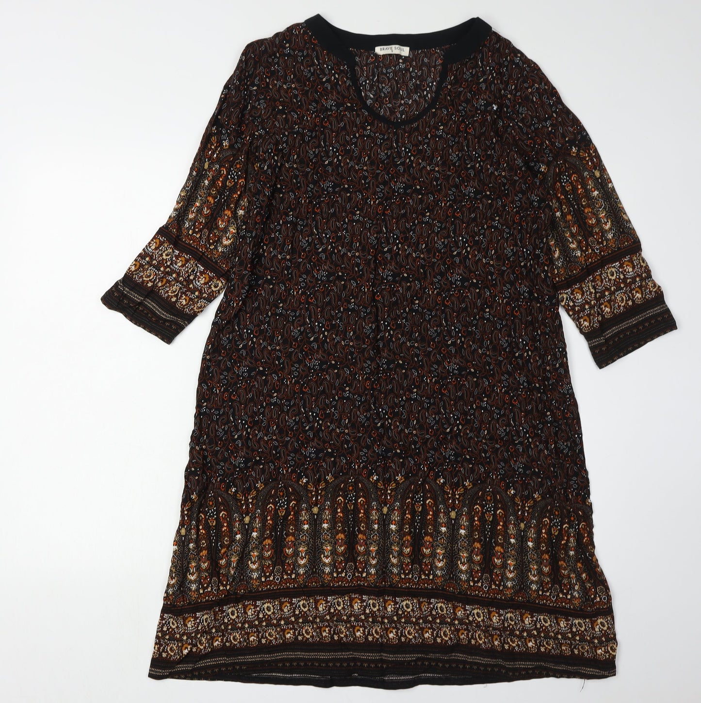 Brave Soul Women's Paisley 3/4 Sleeve Dress S