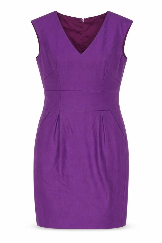 Hobbs Women's Purple Sheath Dress Size 12 V-Neck Classic