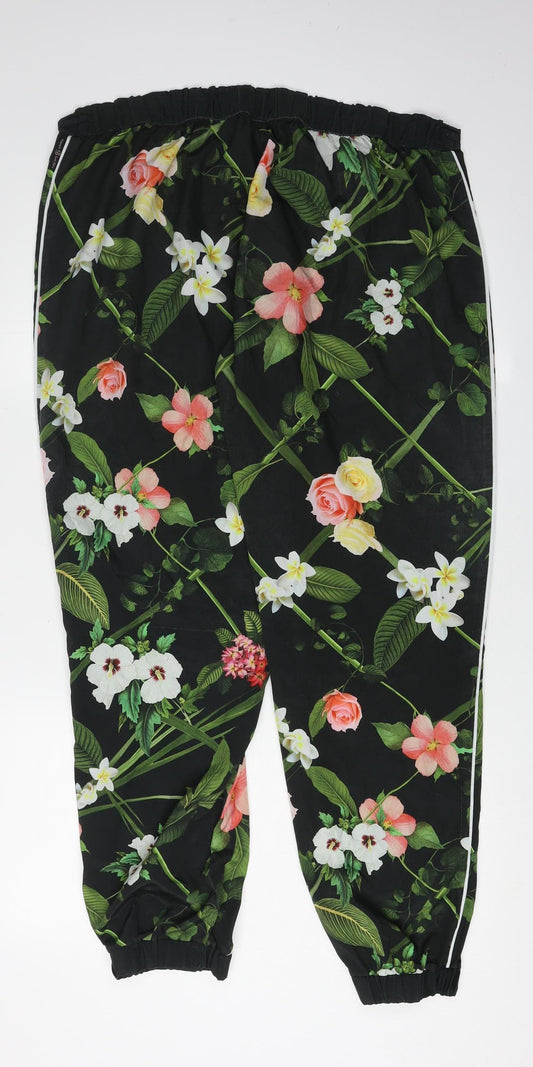 Ted Baker Women's Black Floral Jogger Trousers Size 16