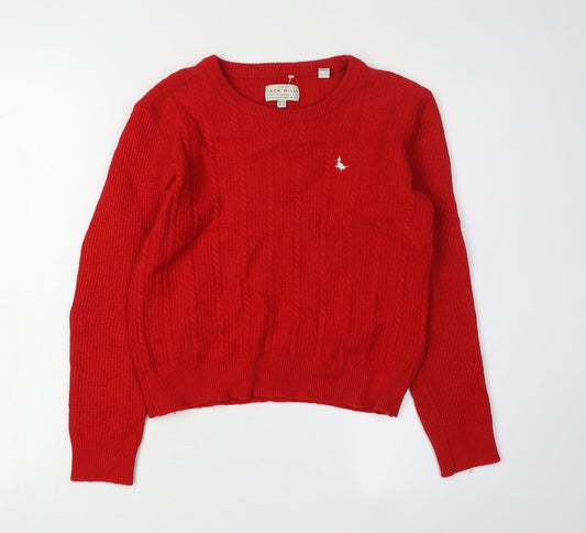 Jack Wills Red Cable-Knit Pullover Jumper Size 14