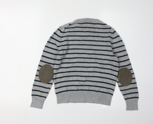 J.Crew Boys Grey Striped Pullover Jumper M (8-9 Years)