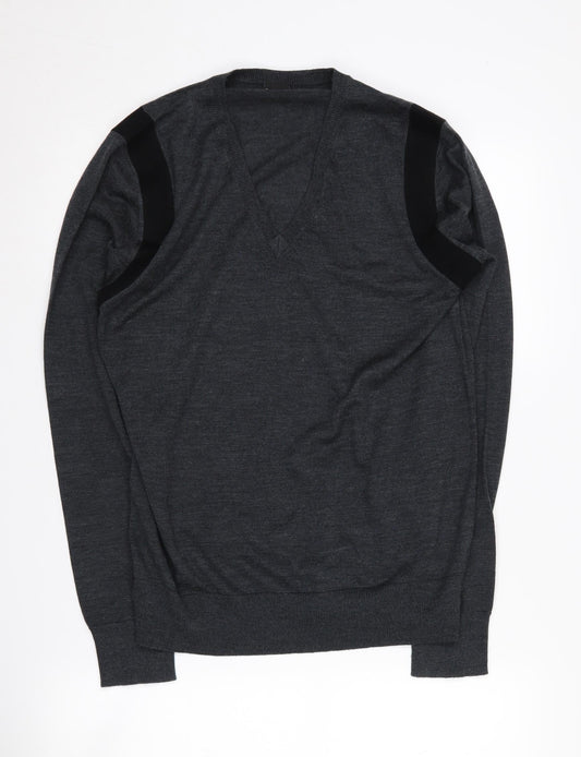 Paul Smith Men's Grey Wool V-Neck Pullover Jumper S