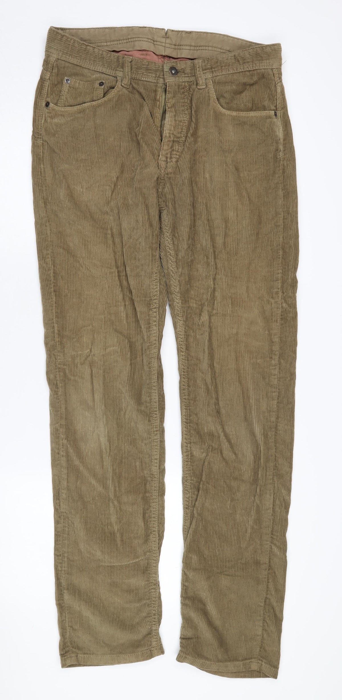 Additional front view of Massimo Dutti Men's Brown Corduroy Trousers 42