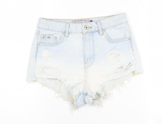 Superdry Women's Blue Denim Cut-Off Shorts Size 4