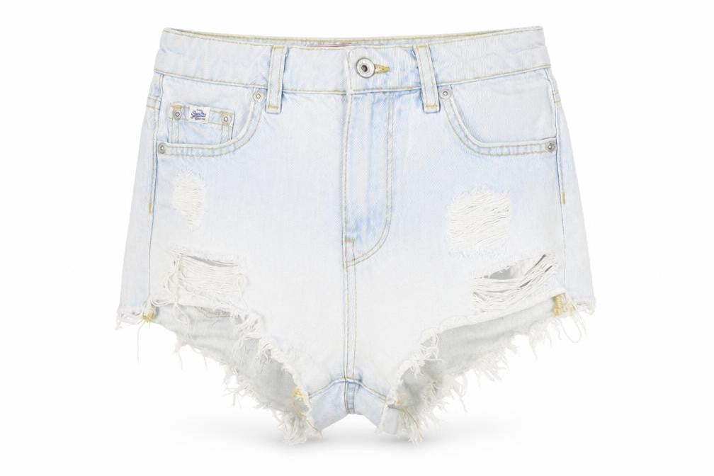 Superdry Women's Blue Denim Cut-Off Shorts Size 4