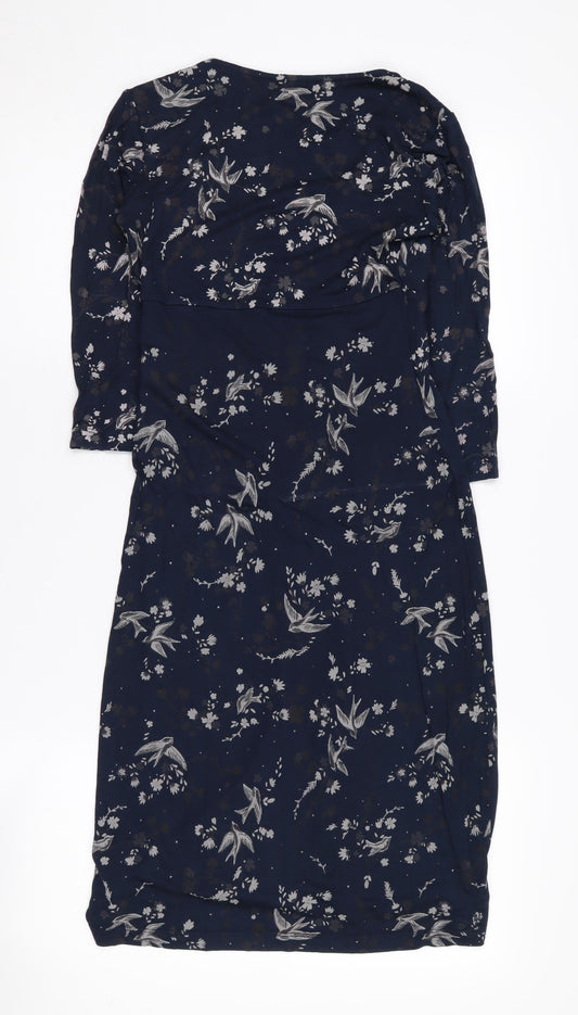 Fat Face Women's Blue Floral Dress, Size 6, Elegant Viscose