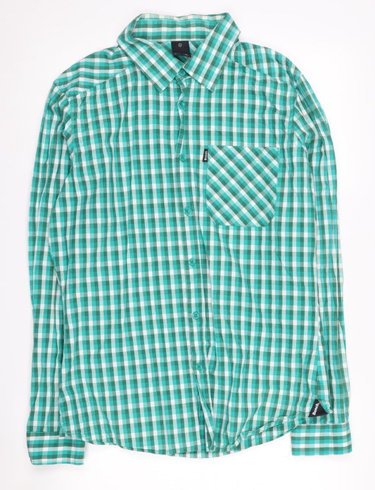 Bench Men's Green Check Long Sleeve Shirt L