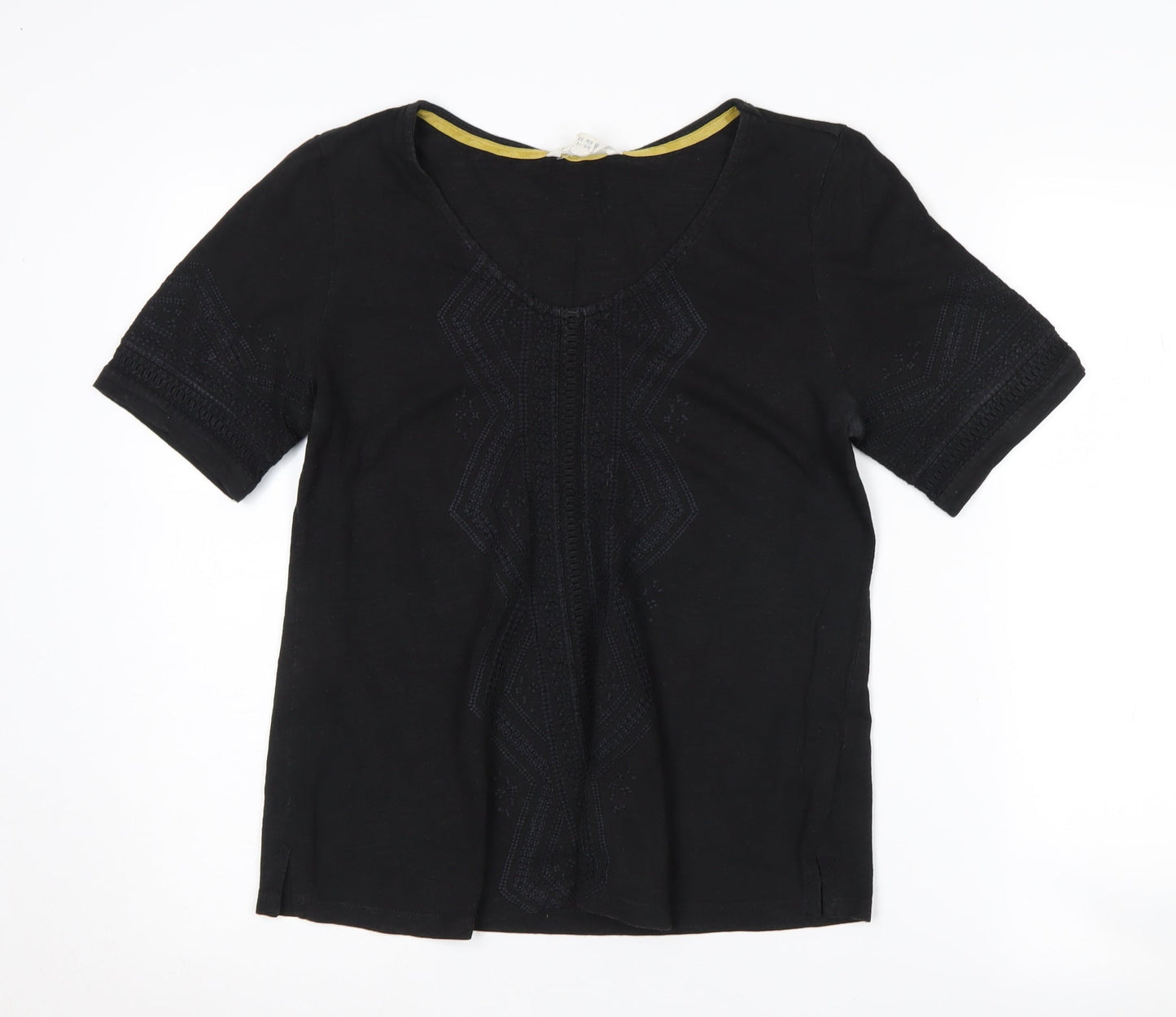 Womens UK Size 10 White Stuff Black Cotton Blend T-Shirt