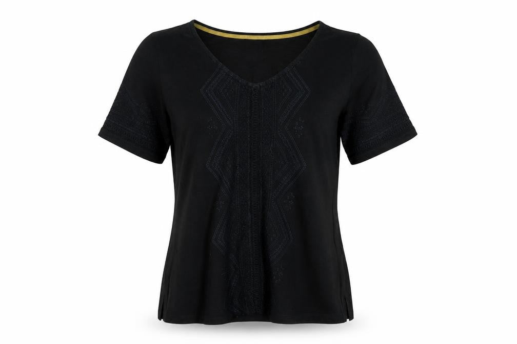 Womens UK Size 10 White Stuff Black Cotton Blend T-Shirt