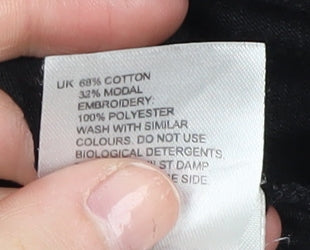 Womens UK Size 10 White Stuff Black Cotton Blend T-Shirt