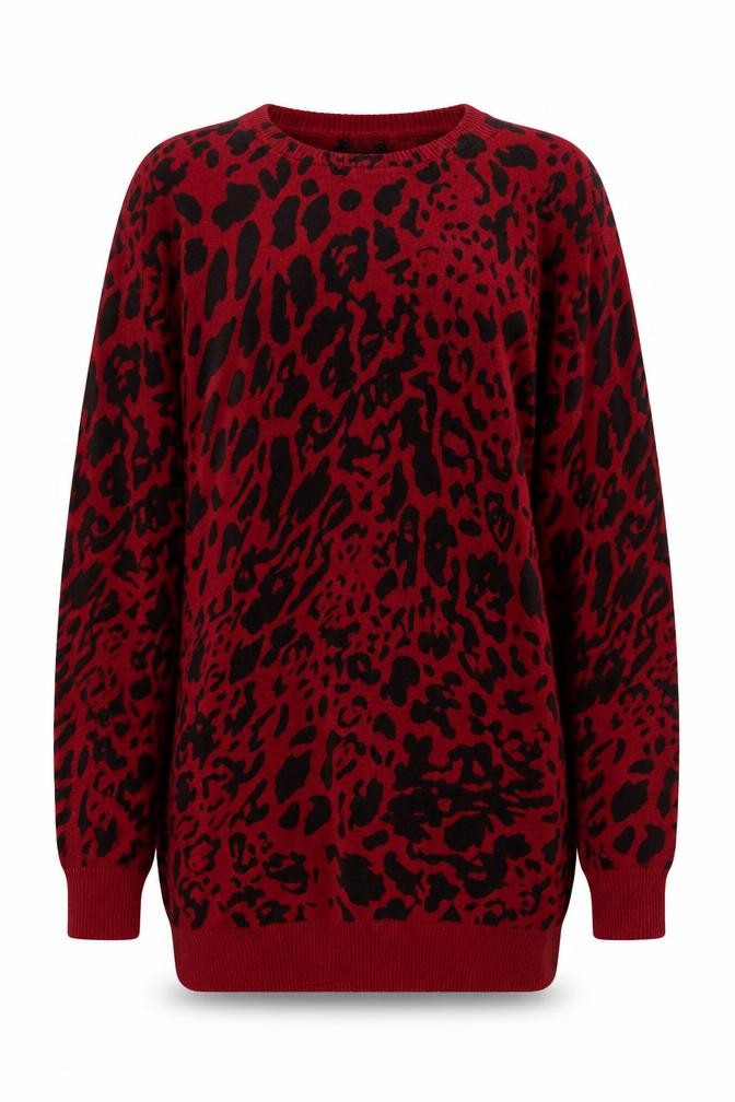 Cashel Women's Red Animal Print Pullover Jumper, Size S