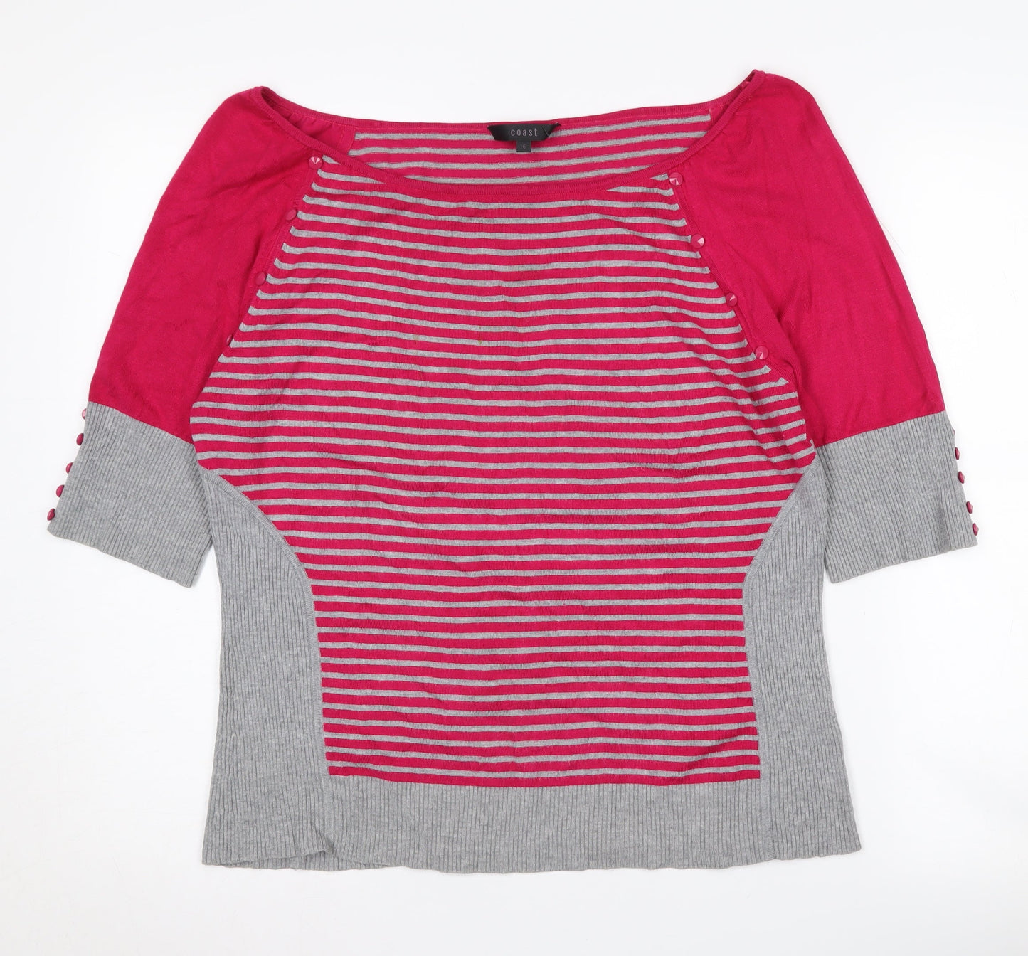 Coast Women's Multicoloured Striped Boat Neck Pullover Jumper