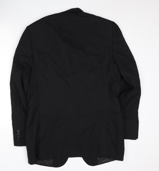 Jaeger Men's Black Wool Long Blazer - Size 42L