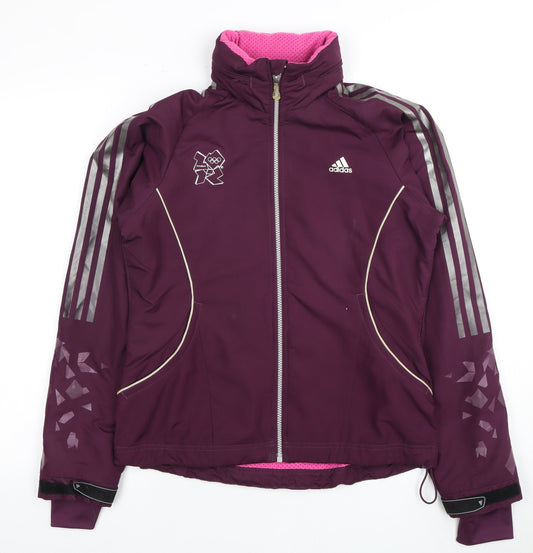 Adidas Women's Purple Windbreaker Jacket Size 10