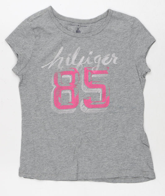 Tommy Hilfiger Girls Grey Graphic T-Shirt M