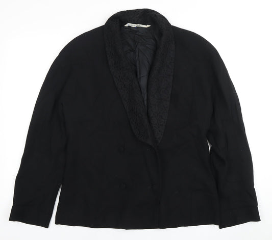 Laura Ashley Women's Black Wool Tuxedo Blazer Size 14