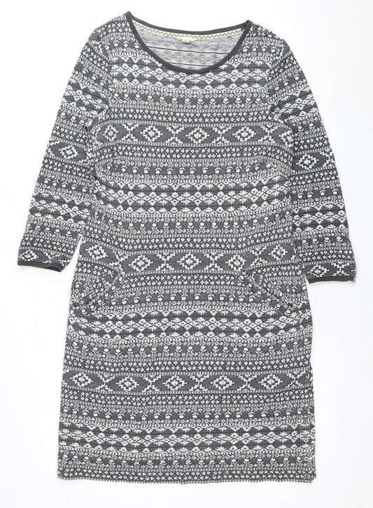 White Stuff Women's Grey Geometric Dress Size 14