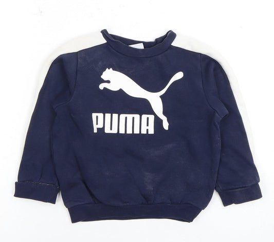 Puma Boys Blue Sweatshirt 2-3 Years Cotton Elastane