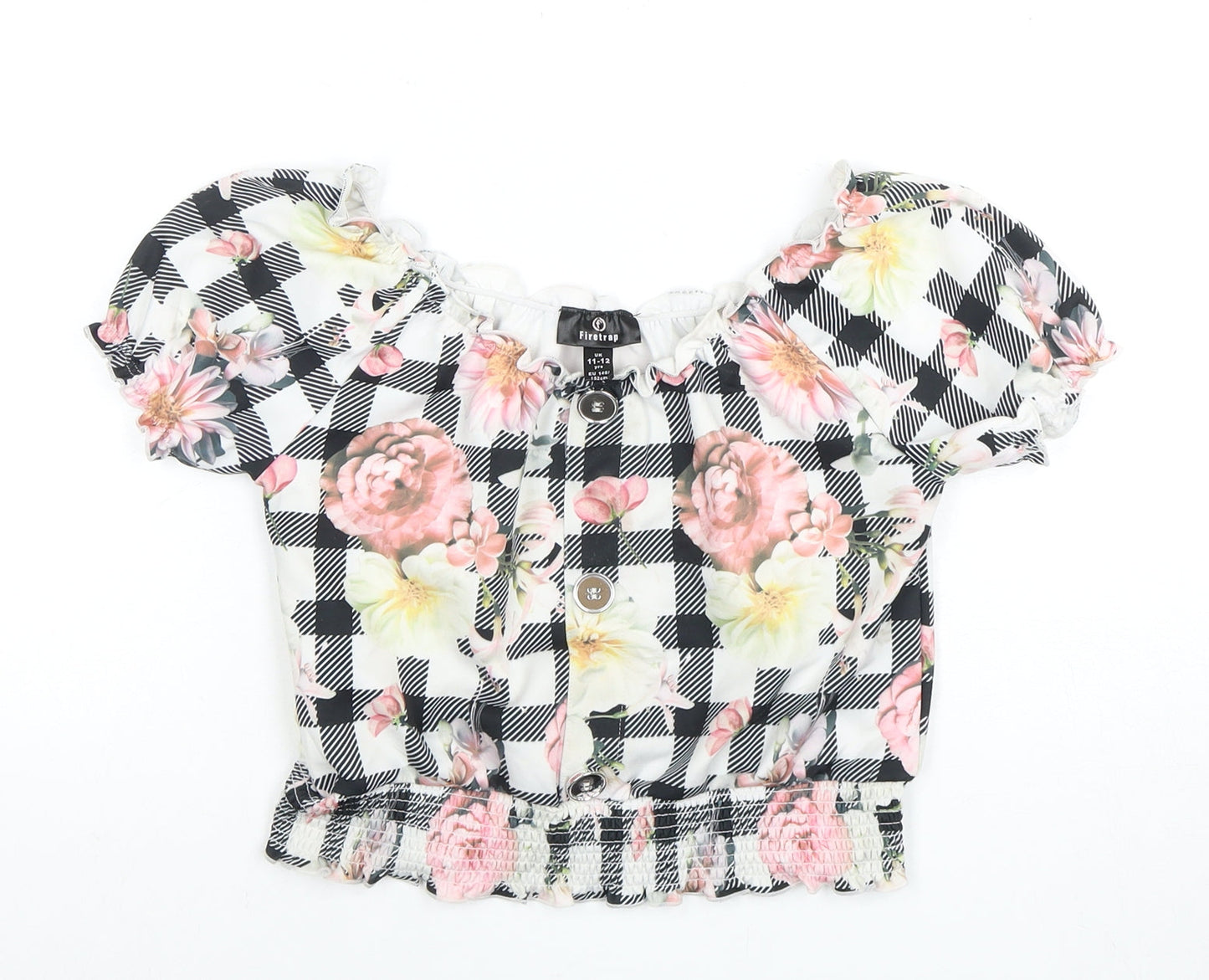 Firetrap Girls Floral Check Off-Shoulder Top 11-12 Years