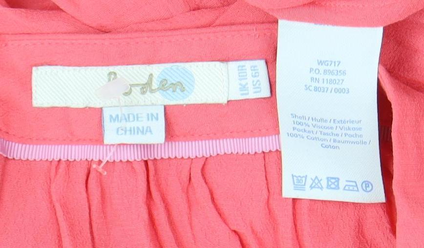Close-up detail of Vera Moda Women's Pink A-Line Midi Skirt, size 10