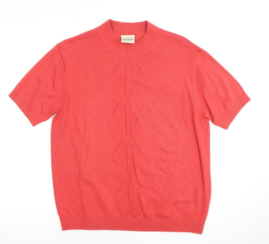 Eastex Women's Red Knit Short Sleeve High Neck Top