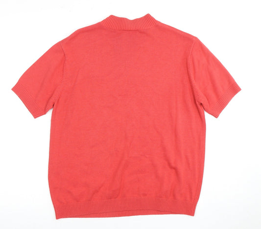 Eastex Women's Red Knit Short Sleeve High Neck Top