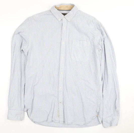 Jack & Jones Men's Blue Striped Medium Dress Shirt