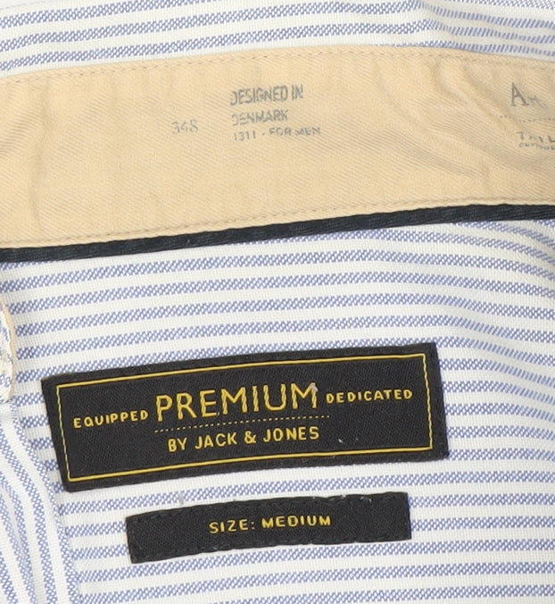 Jack & Jones Men's Blue Striped Medium Dress Shirt