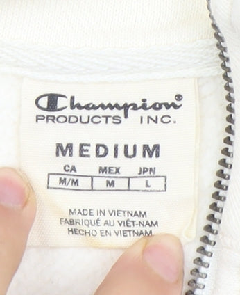 Champion Ivory 1/4 Zip Sweatshirt M Unisex Logo