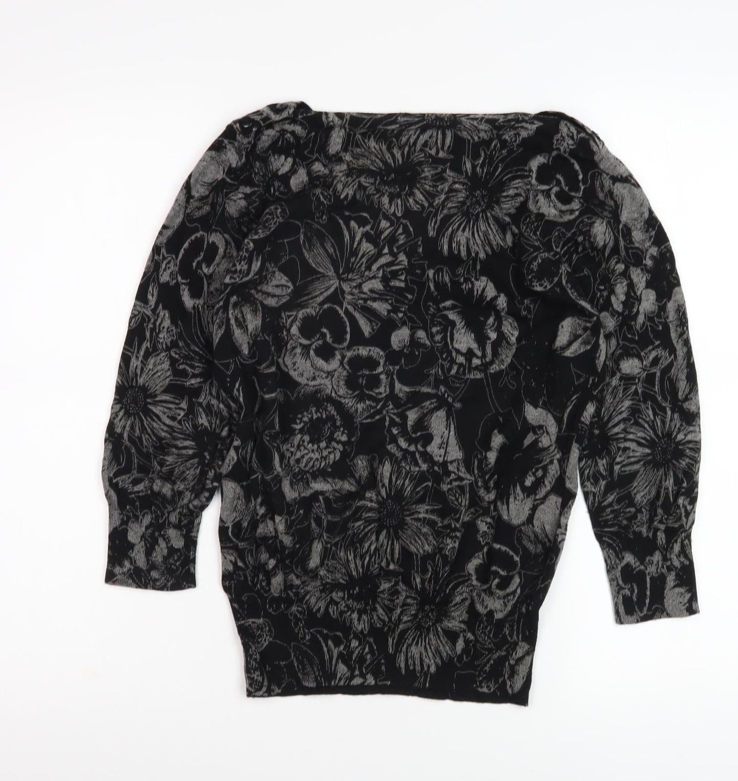 Next Women's Black Jumper Size 10 Floral Pattern