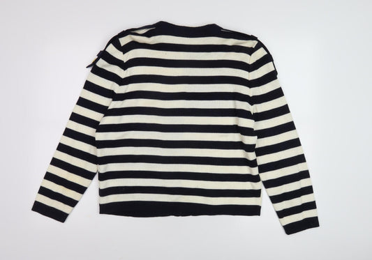 Ara Moden Women's Black Striped Cardigan Size 12