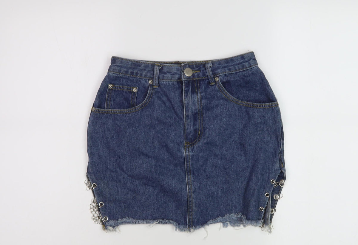 PrettyLittleThing Women's Blue Denim Mini Skirt Size 6