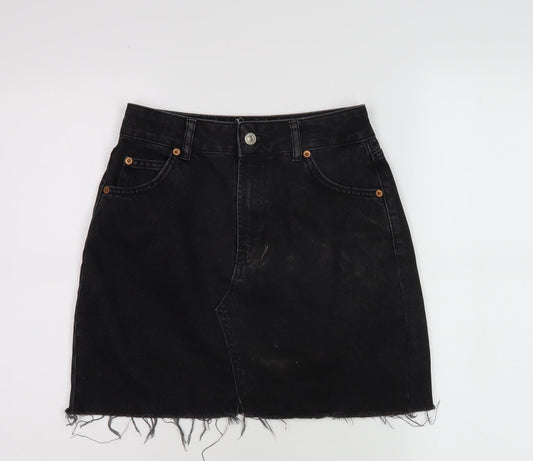 Topshop Women's Black Denim Short Skirt, Size 8