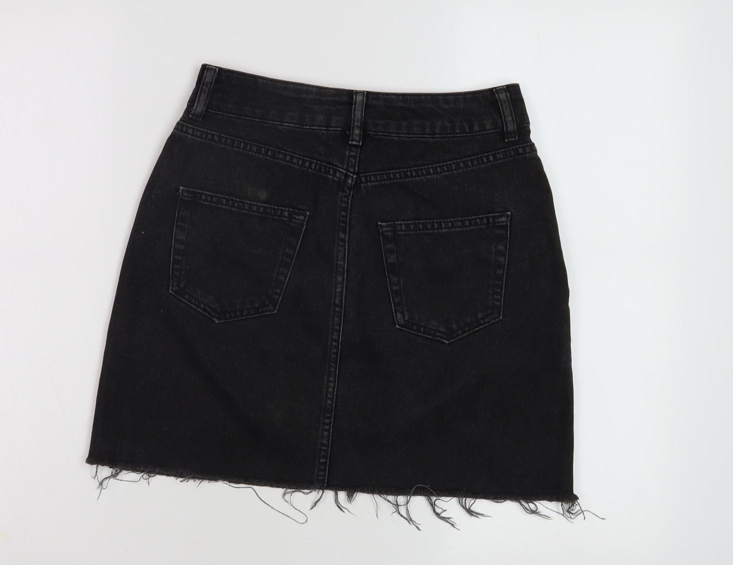 Topshop Women's Black Denim Short Skirt, Size 8