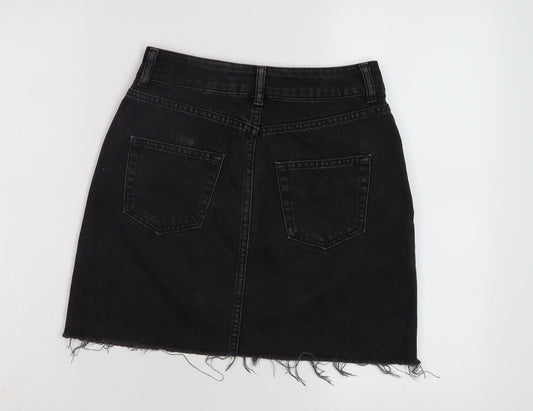 Topshop Women's Black Denim Short Skirt, Size 8