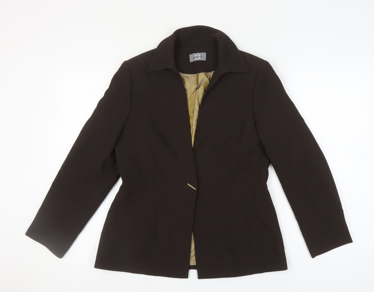 Amaranto Brown Women's Blazer Size 12 Long Sleeve