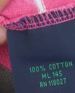 Boden Men's Pink Striped Polo S, Long Sleeve