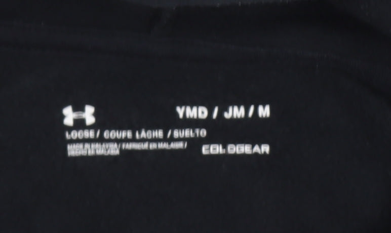 Under Armour Boys Black Pullover Hoodie, M, Casual, Logo Accent