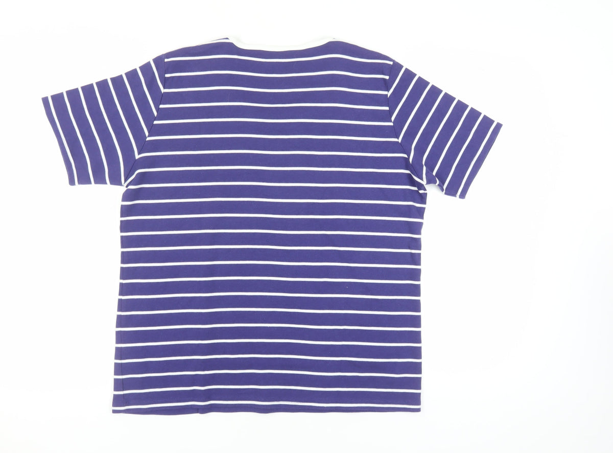 Back view of Honor Millburn Women's Blue Striped T-Shirt, size L