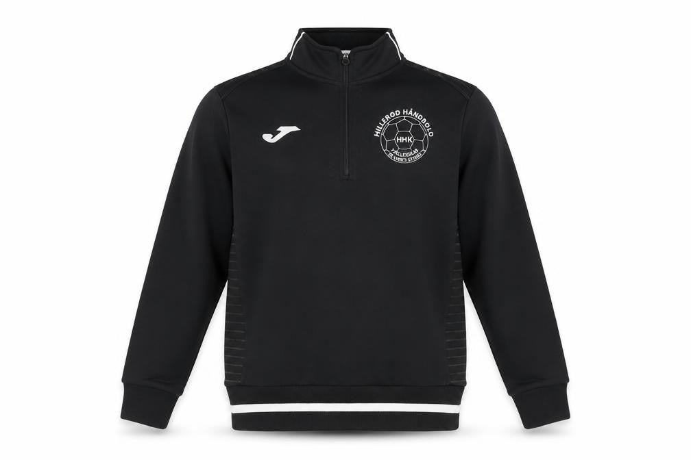 Front view of Joma boys’ black 2xs sweatshirt 1/4 zip casual lightweight