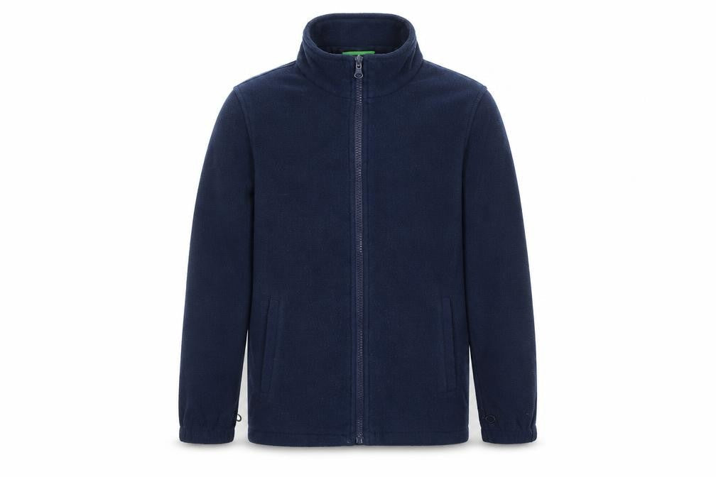 Front view of Mountain Warehouse boys’ blue fleece jacket 11-12 years